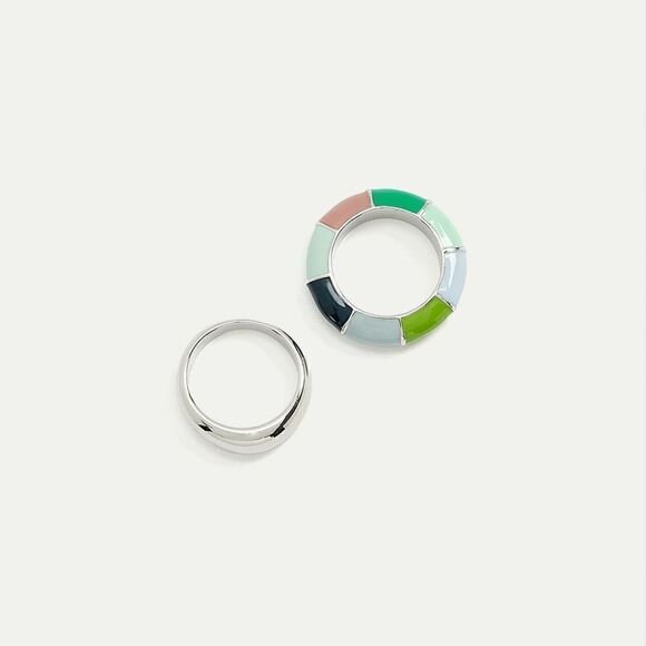 Reitmans New With Tag Size 11 Set Of 2 Chunky Enamel Rings - Picture 2 of 4